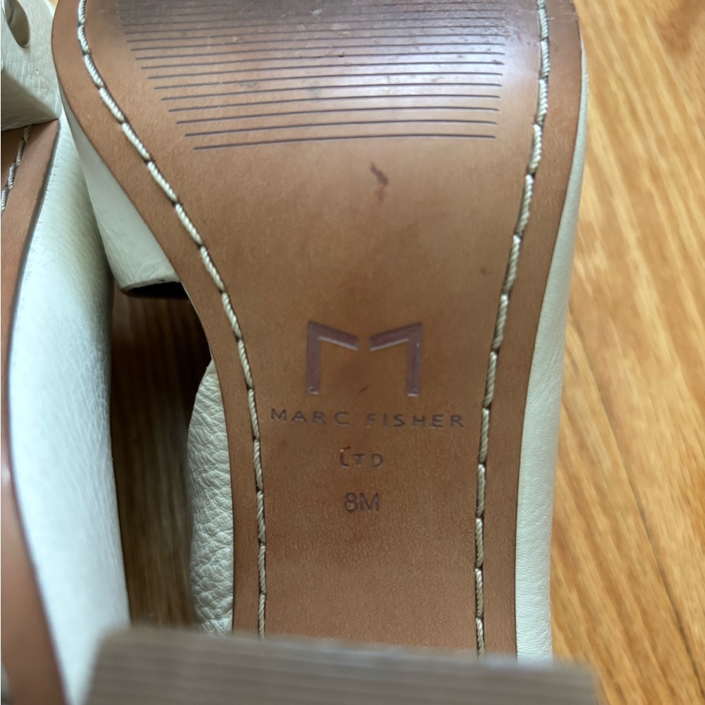 Marc Fisher White and Brown Peep-Toe Heels - Picture 4 of 4